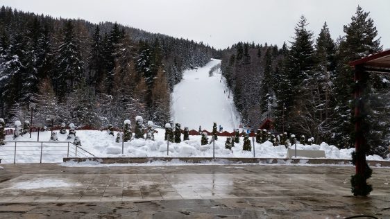 The ski slope in front of Yastrebets Hotel and SPA, Borovets, Bulgaria