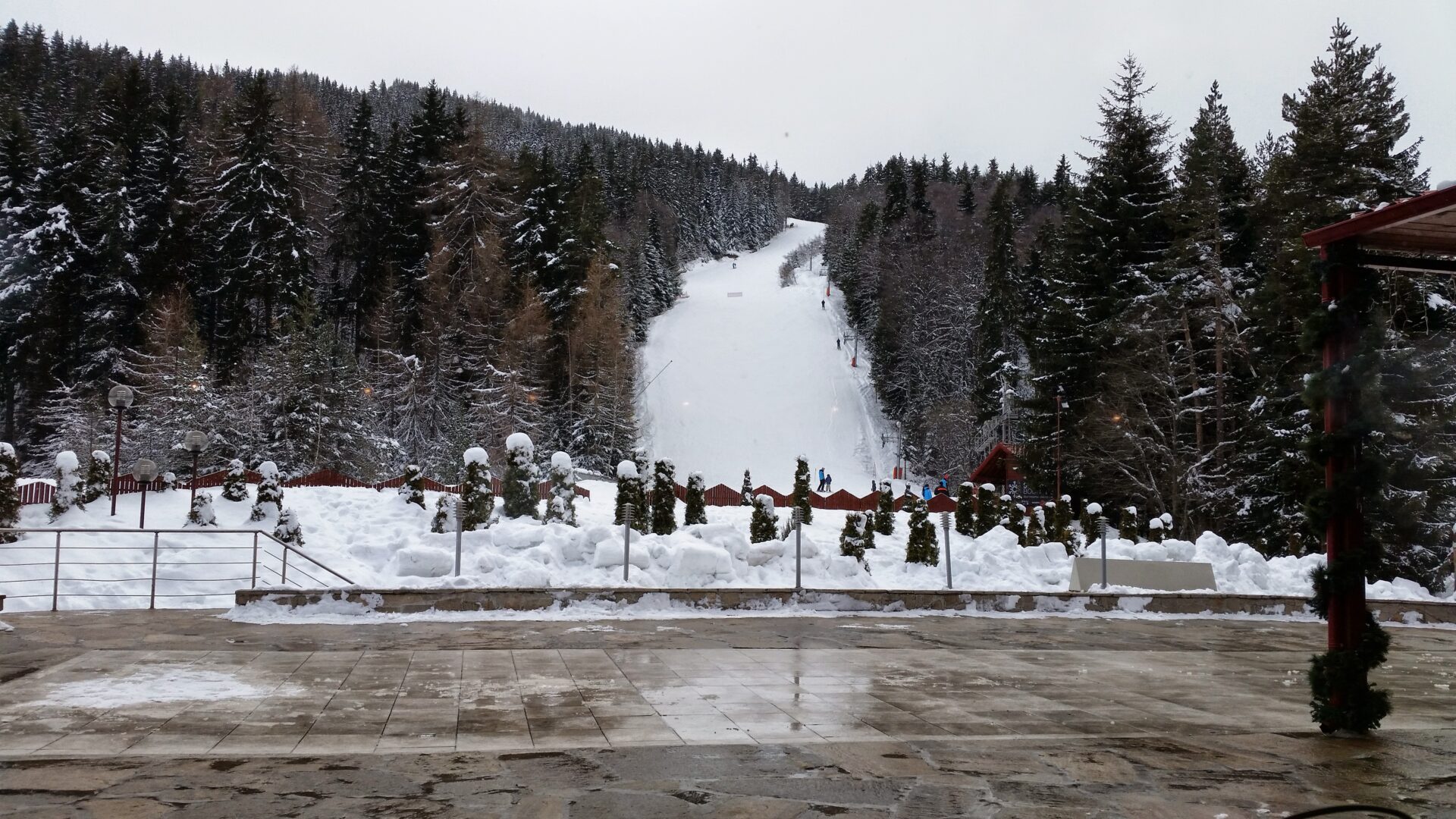 The ski slope in front of Yastrebets Hotel and SPA, Borovets, Bulgaria