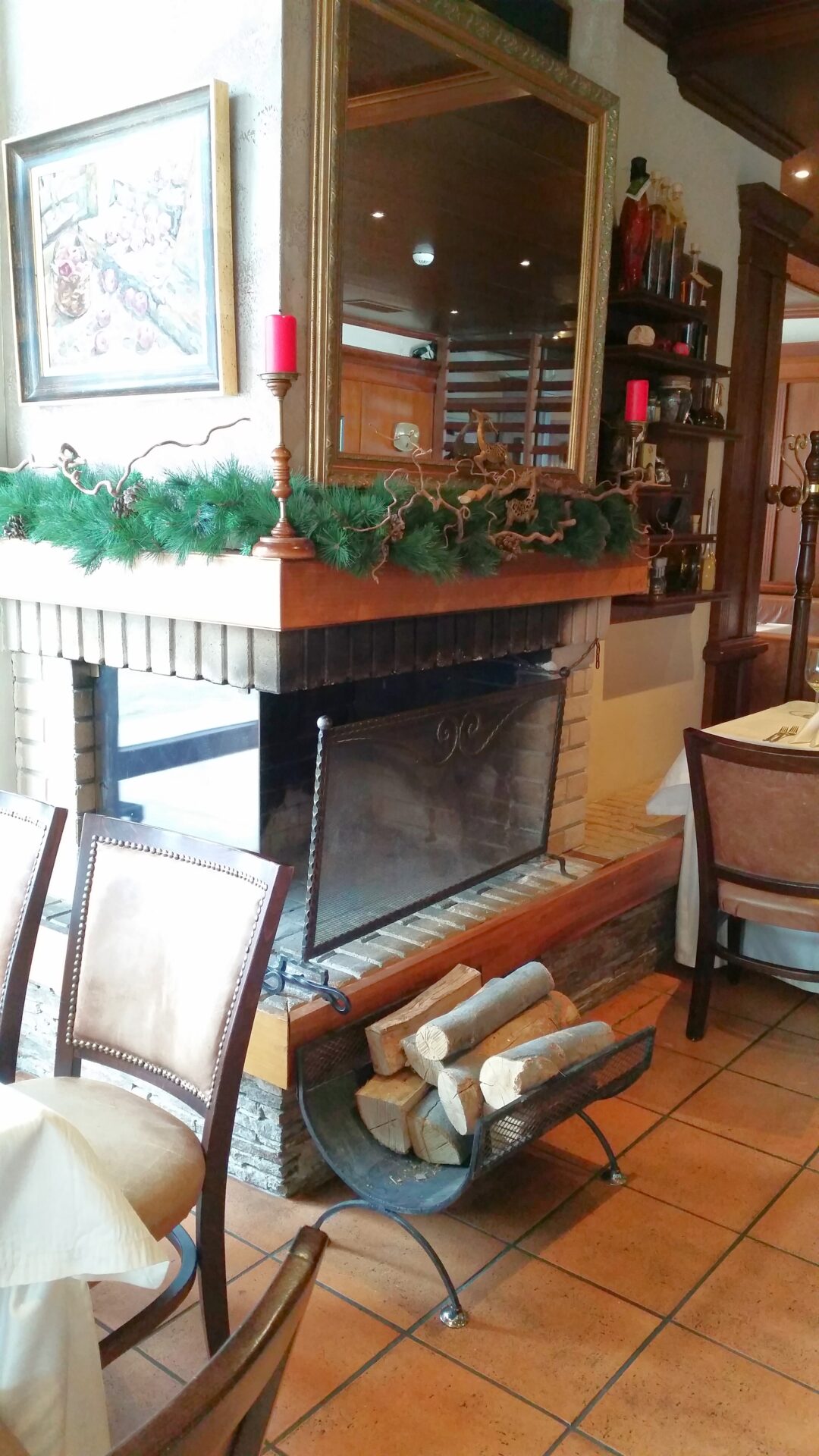 The fire place at the restaurant at Yastrebets Hotel and SPA , Borovets, Bul
