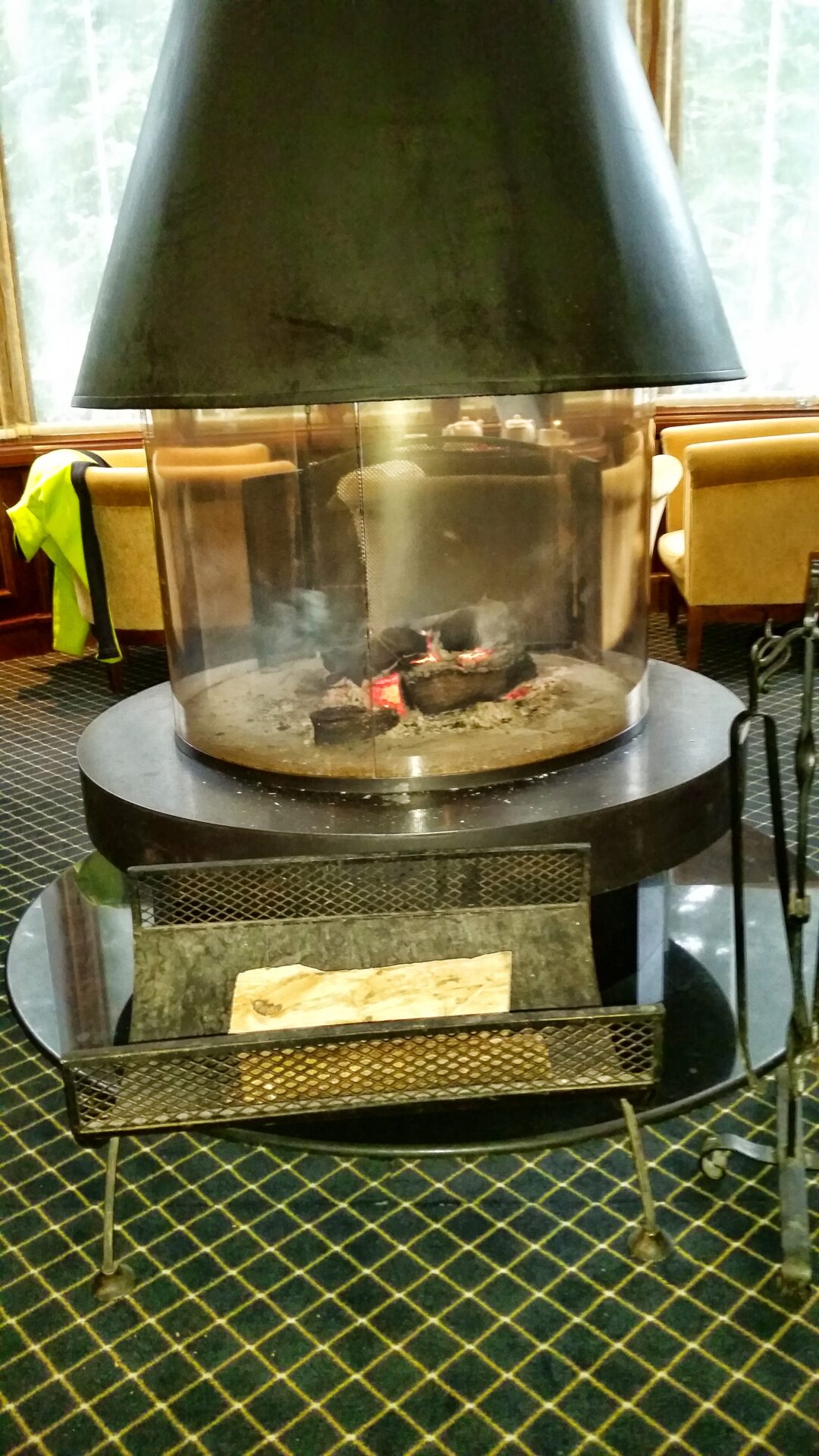 The fire place at the lobby at Yastrebets Hotel and SPA, Borovets, Bulgaria