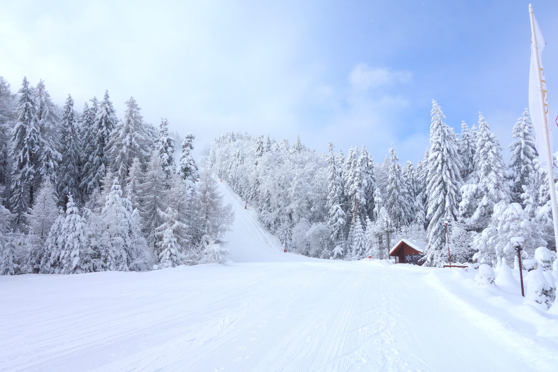 Ski slope in front of Yastrebets Hotel and SPA, Borovets, Bulgaria