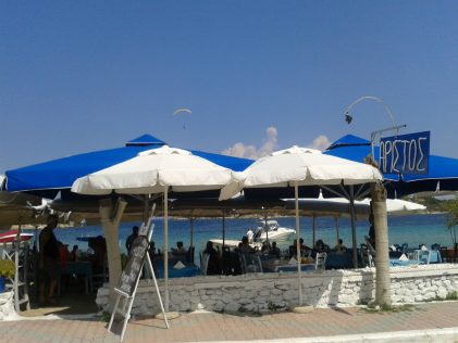 Aristos fish resrtaurant on a hot summer day