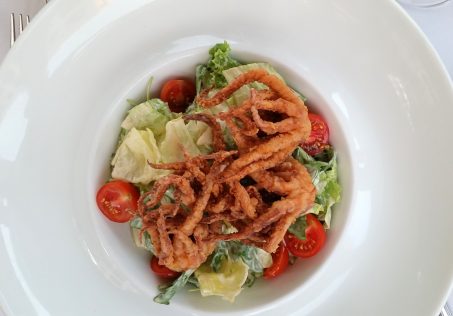 Leaf salad with crispy squid at Salini by placescases.com
