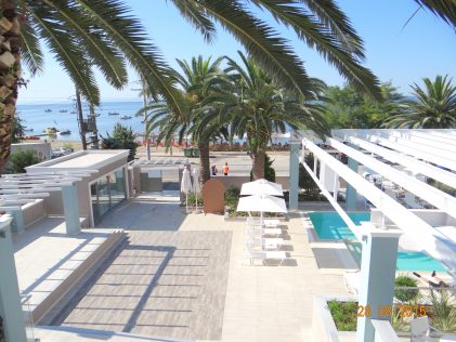 Pool and sea view from suite 214 at Cronwell Sermilia by placescases.com