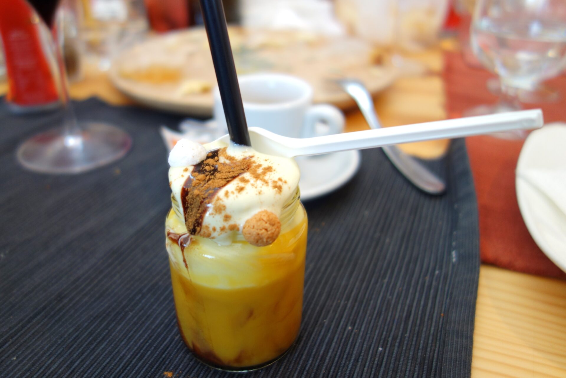 Bombardino in a jar at Rifugio La Roda by placescases