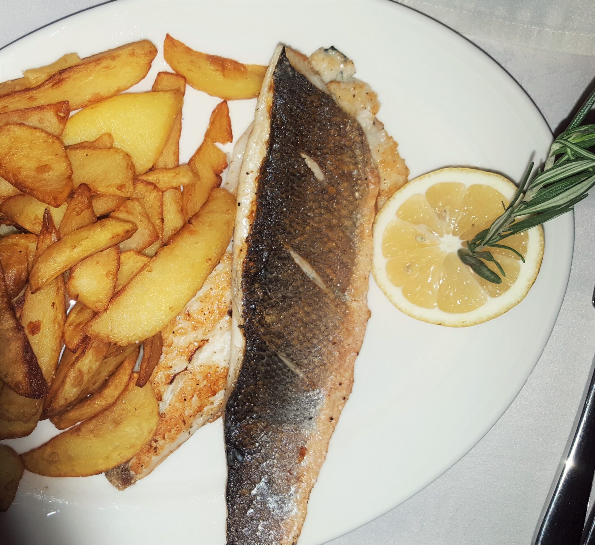 Пъстърва с пържени картофи, дестка порция в хотел Ястребец/ Trout with french fries for kids at Yastrebets hotel by placescases.com